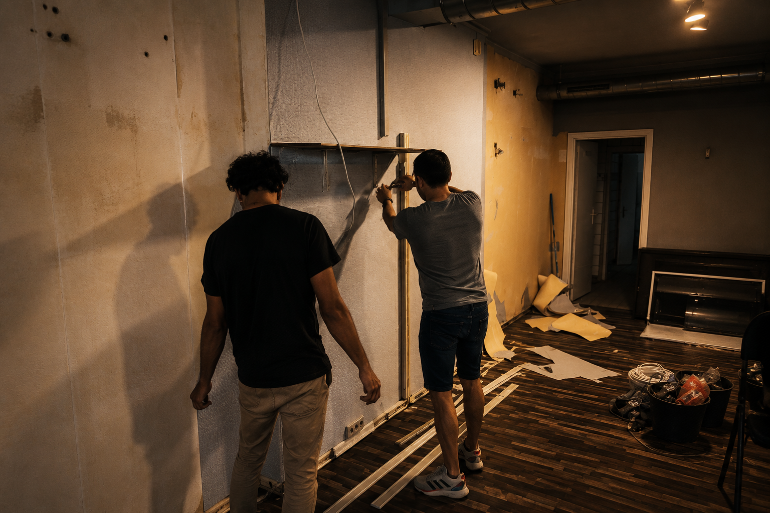 Founder inside The Den during renovation
